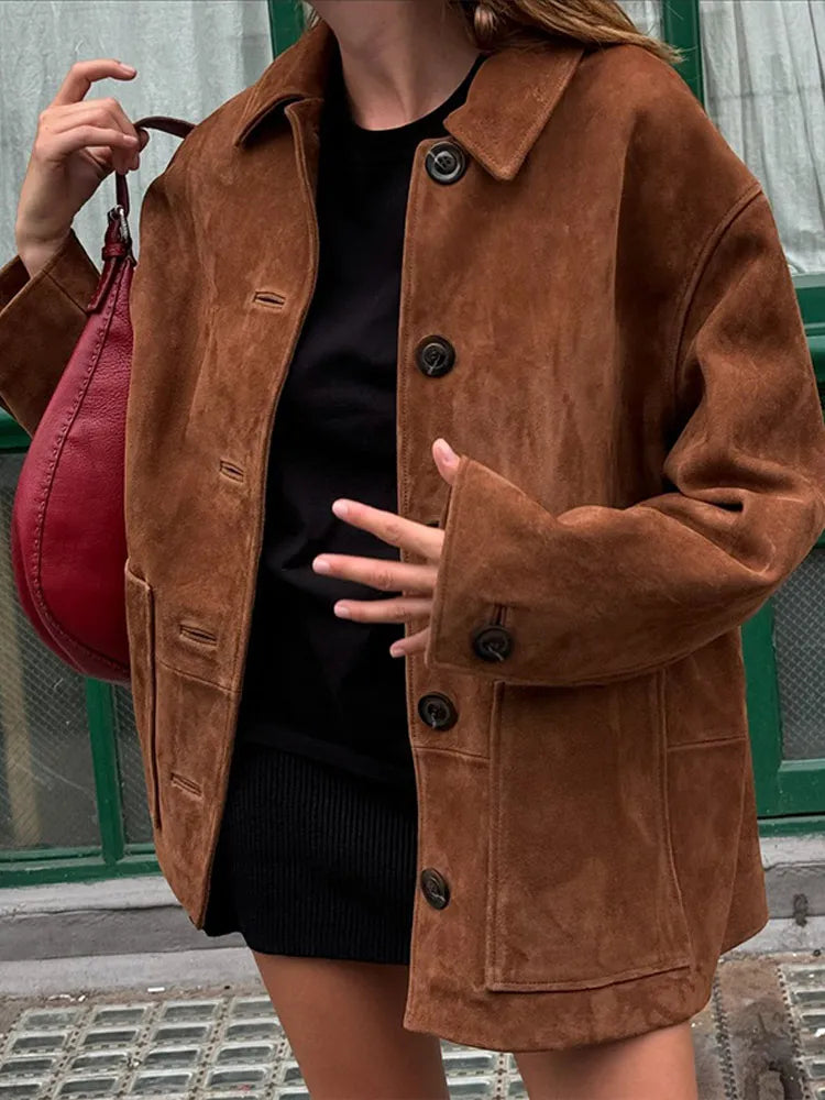 Vintage Brown Suede Leather Blazer - Style A / M POLITICSLADY