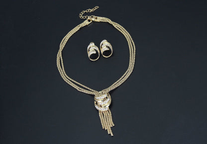 Necklace Bracelet Earrings Ring Set - Gold POLITICSLADY