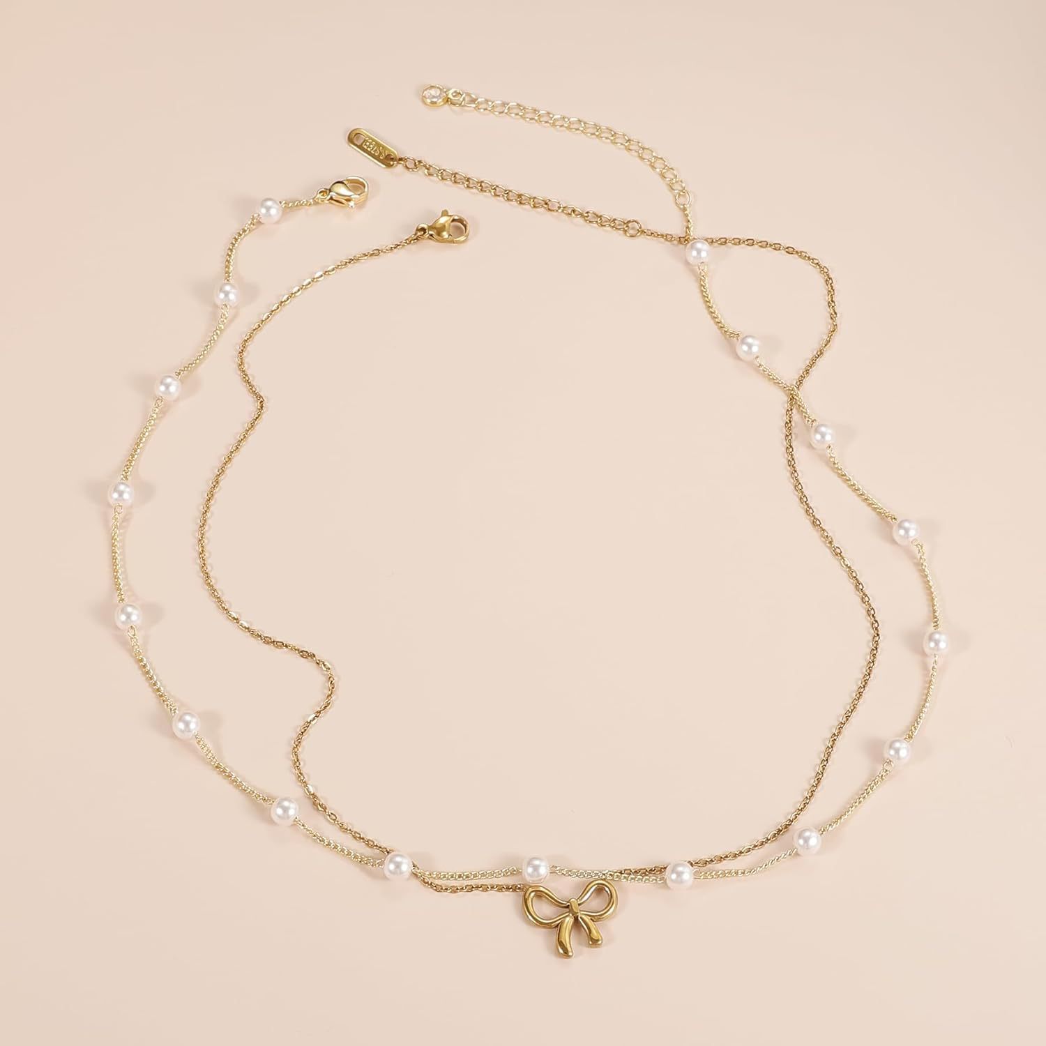 Versatile Pearl Bow Necklace - Gold POLITICSLADY
