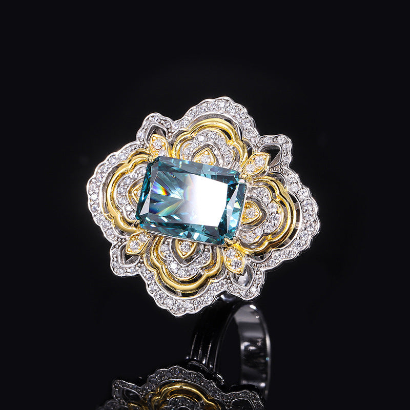 S925 Silver Retro Diamond Texture Jewelry - Dark Green POLITICSLADY