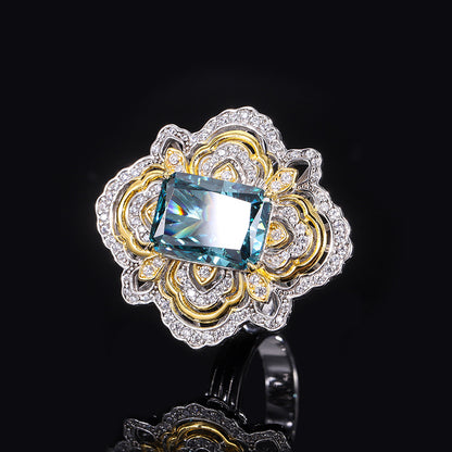 S925 Silver Retro Diamond Texture Jewelry - Dark Green POLITICSLADY