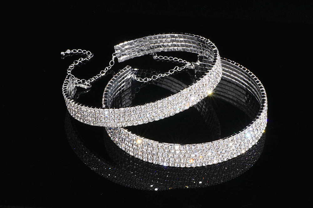 Choker Necklace Full Of Diamonds - 2rows of three sets POLITICSLADY