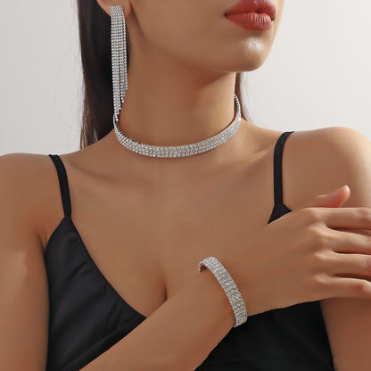 Choker Necklace Full Of Diamonds - 3rows of three sets POLITICSLADY