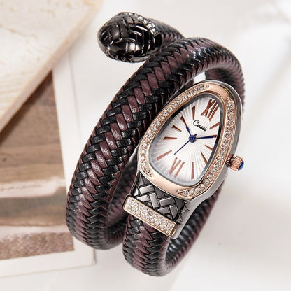 Snake Watch Diamond Leather Strap