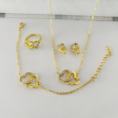 5PCS Butterfly Bridal Jewelry Set - Double Love Imitation Gold POLITICSLADY