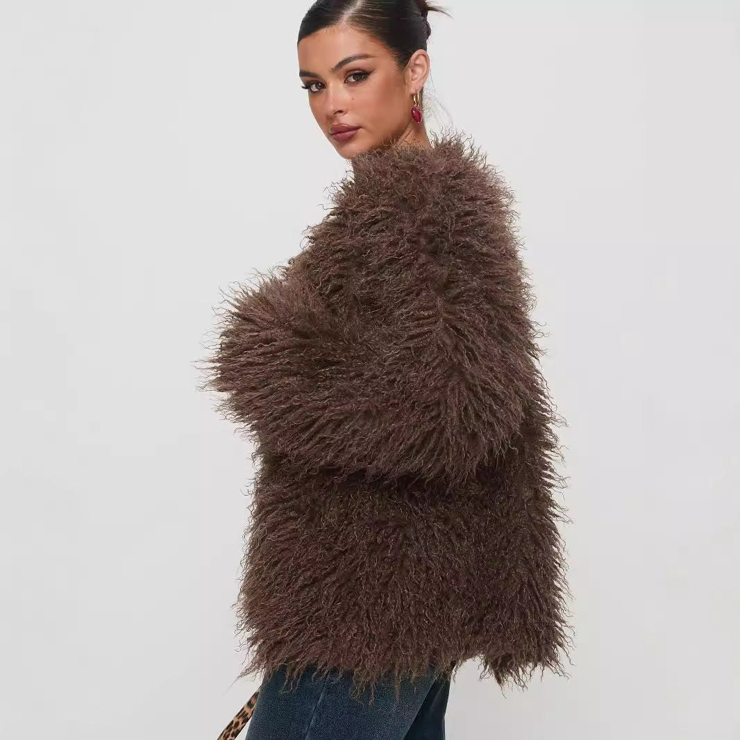 Coat Faux Fur Jacket - Chocolate / L POLITICSLADY