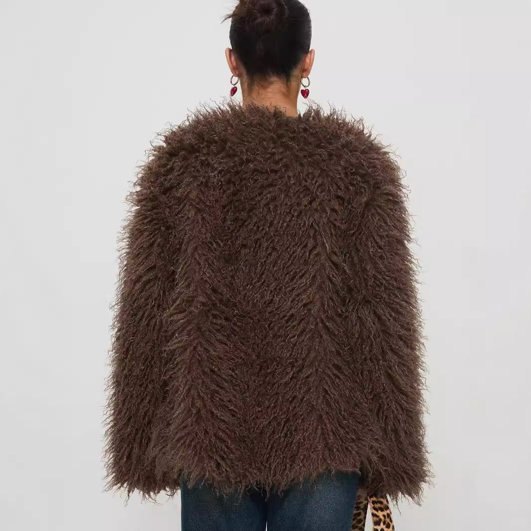 Coat Faux Fur Jacket - Chocolate / L POLITICSLADY