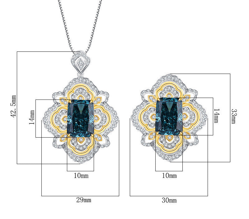 S925 Silver Retro Diamond Texture Jewelry - Dark Green POLITICSLADY