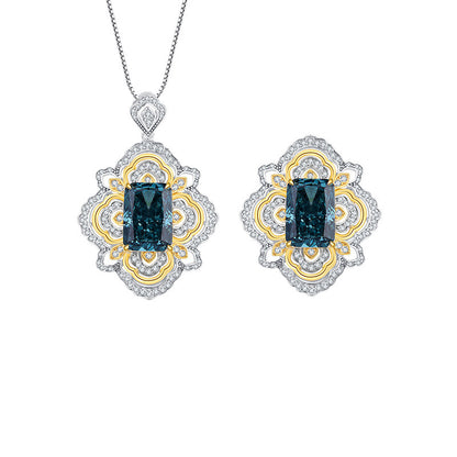 S925 Silver Retro Diamond Texture Jewelry - Necklace Plus Ring POLITICSLADY