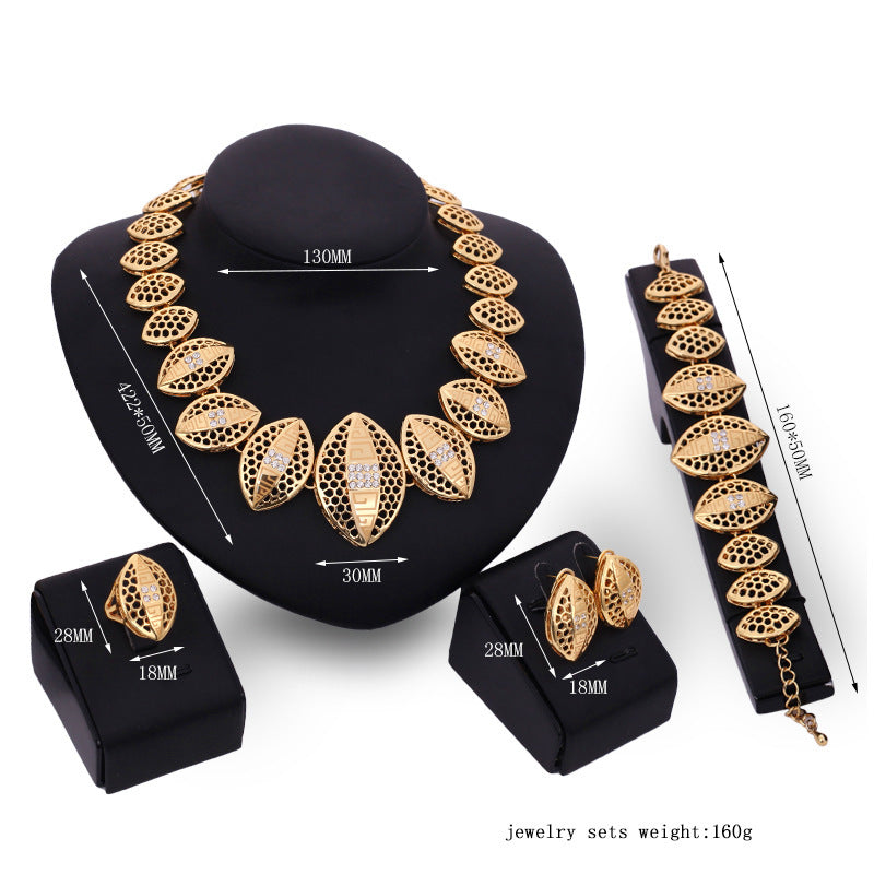 Elegant Leaf Jewelry Set – Necklace & Earrings (4-Piece Set) - Gold POLITICSLADY