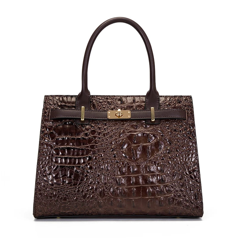 Crocodile Pattern Handbag - Brown / (20cm<Max Length<30cm) POLITICSLADY