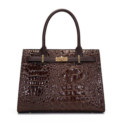 Crocodile Pattern Handbag - Brown / (20cm<Max Length<30cm) POLITICSLADY