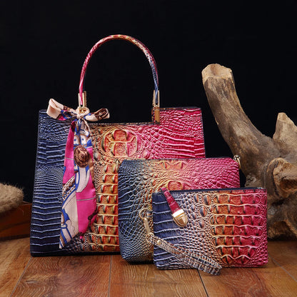 Elegant 3-Piece Crocodile Pattern Bag - RoseAndBlue POLITICSLADY