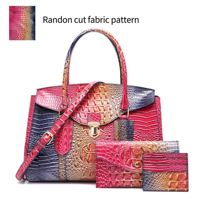 Avant-Garde Iridescent Crocodile Embossed Leather Set - RoseBlue POLITICSLADY