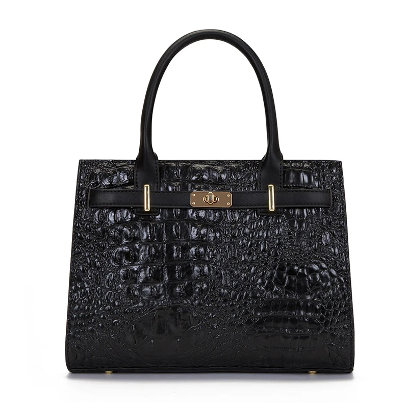 Crocodile Pattern Handbag - Black / (20cm<Max Length<30cm) POLITICSLADY
