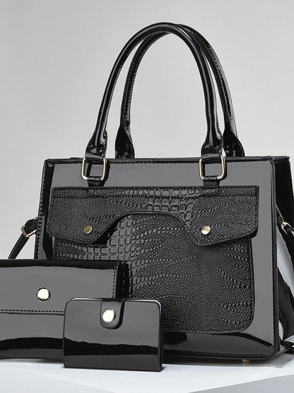 Large Capacity Bright Leather Women's Bag Hundred - Black POLITICSLADY