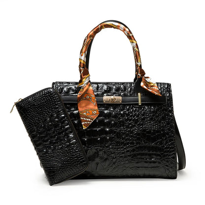 Crocodile Pattern Handbag - Khaki / (20cm<Max Length<30cm) POLITICSLADY