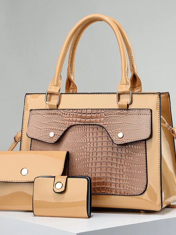 Large Capacity Bright Leather Women's Bag Hundred - Brown POLITICSLADY