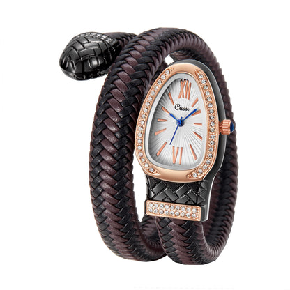 Snake Watch Diamond Leather Strap