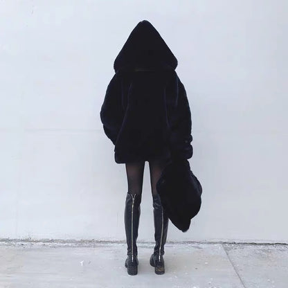 Furry Imitation Fur Hoodie Coat - Apricot / L POLITICSLADY