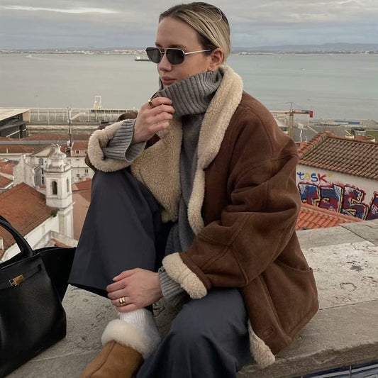 Vintage Lamb Wool Baggy Coat for - Caramel Color / L POLITICSLADY