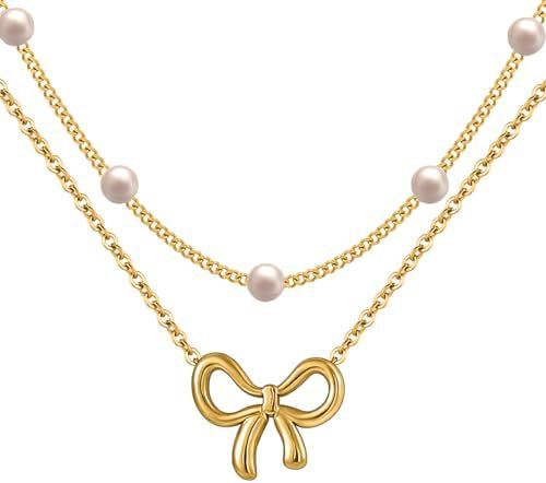 Versatile Pearl Bow Necklace - Gold POLITICSLADY