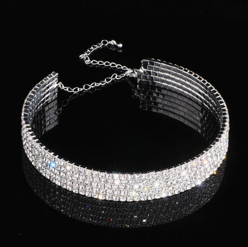 Choker Necklace Full Of Diamonds - 2rows of three sets POLITICSLADY