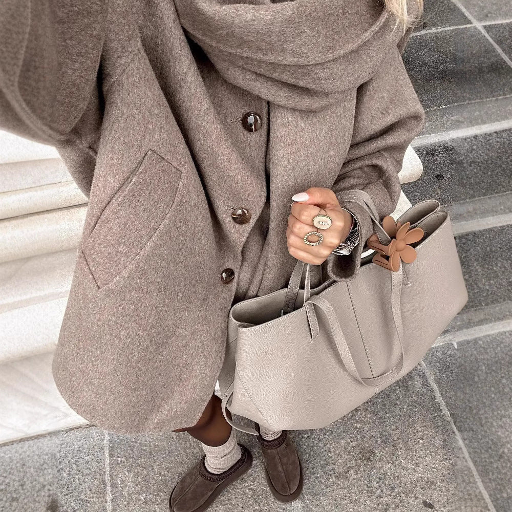 Detachable Scarf Collar Short Coat - Camel / L POLITICSLADY