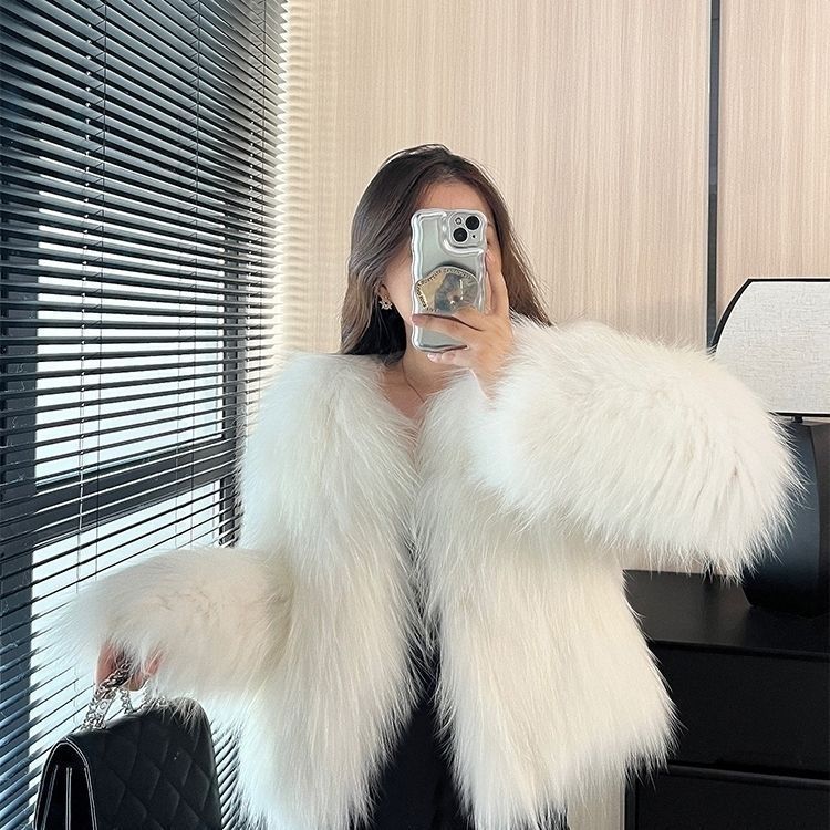 Imitation Fox Fur Short Coat - Apricot / 2XL POLITICSLADY