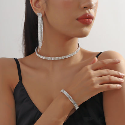 Choker Necklace Full Of Diamonds - 2rows of three sets POLITICSLADY