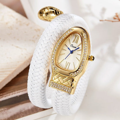 Snake Watch Diamond Leather Strap